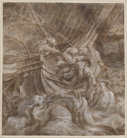 B 001
<br/>
Jona in zee geworpen
<br/>
<em>Orsi, Lelio (1511-1587)</em>